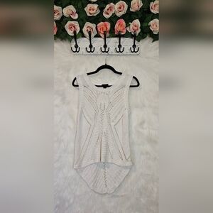 Attitude Open Knit Dove White Pullover Sweater Vest